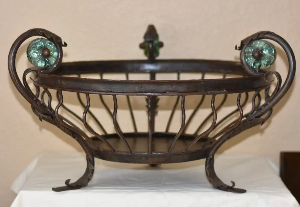 Italian Baroque Wrought Iron Centerpiece Fruit Flower Bowl Basket By Palecek